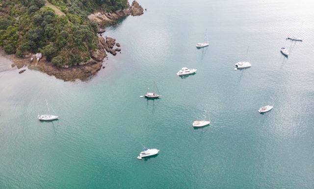 Boats in Onetangi Bay, Waiheke Island, New Zealand