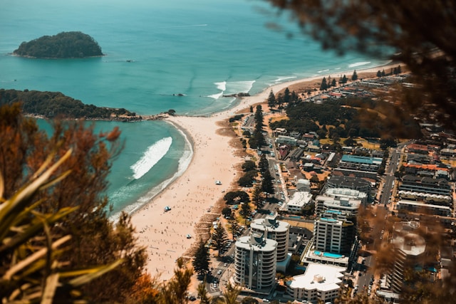 Tauranga Beach from the top of Mount Maunganui Lookout